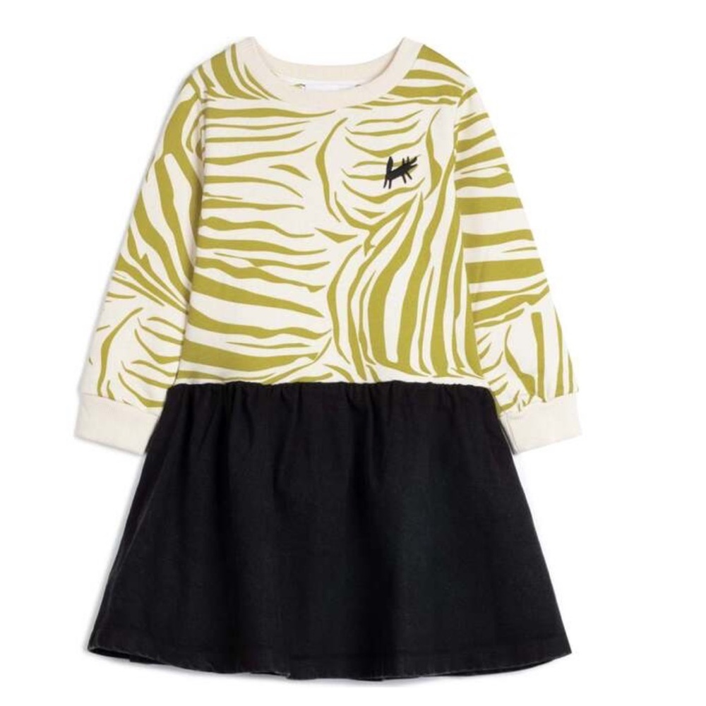 WOLF & RITA Mercedes Long Sleeve Fleece Dress Zebra Olive size 10